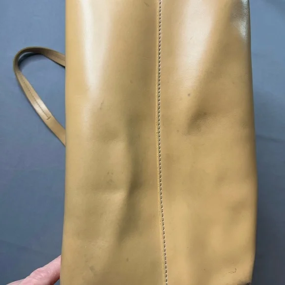 J.Crew Natural Leather Tote Bag Brown Patina Well Loved - Picture 6 of 13